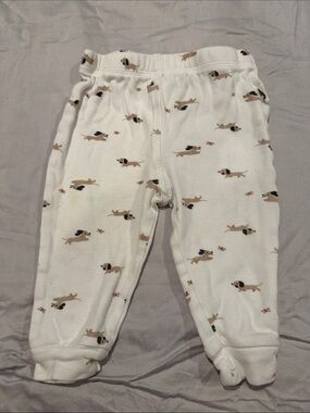 Rabbit + Bear organic cotton Kids White Puppy Print Footed Pants